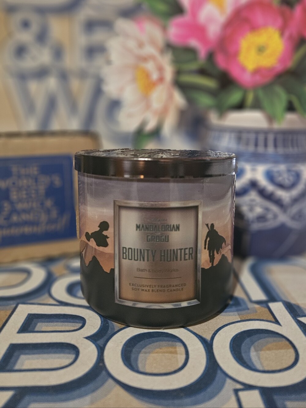 NWT Bath & Body Works Star Wars Mandalorian Grogu Bounty Hunter 3-wick Candle